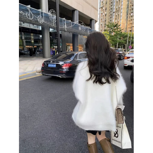 紫色水貂毛開衫毛衣外套女秋冬季2025新款溫柔韓系慵懶中長款針織 紫色水貂毛開衫毛衣外套女秋冬季2025新款溫柔韓系慵懶中長款針織