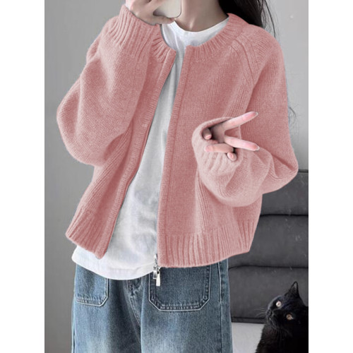 小香風粉色針織開衫女裝時尚洋氣減齡休閒顯瘦高級感毛衣外套加厚