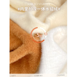 粉色毛衣女款2025新款秋冬半高領加絨內搭針織衫木耳邊打底衫上衣