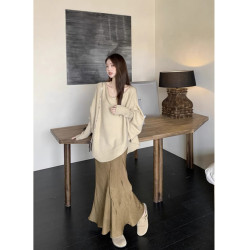 不規則一字肩復古慵懶風針織衫2025早秋新款上衣軟糯蝙蝠袖毛衣女