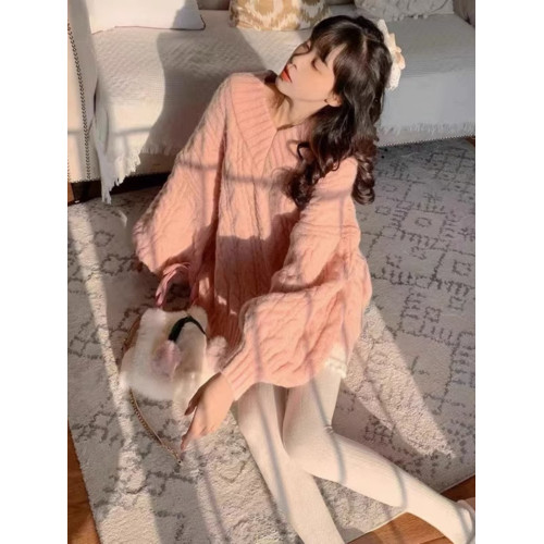 秋冬新款奶fufu軟糯風日系慵懶復古麻花套頭毛衣女寬松外穿針織衫 秋冬新款奶fufu軟糯風日系慵懶復古麻花套頭毛衣女寬松外穿針織衫