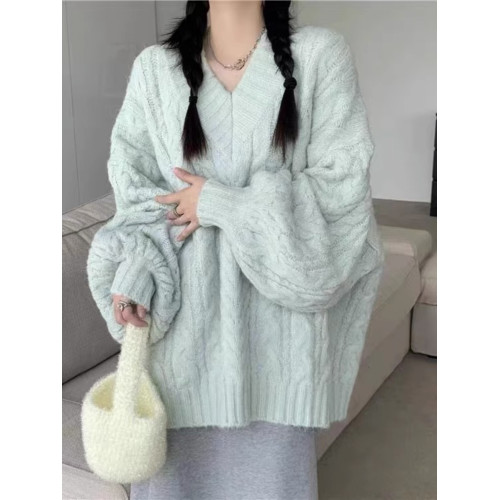 秋冬新款奶fufu軟糯風日系慵懶復古麻花套頭毛衣女寬松外穿針織衫 秋冬新款奶fufu軟糯風日系慵懶復古麻花套頭毛衣女寬松外穿針織衫