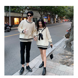 情侶裝冬季情侶款毛衣女2024新款寬松韓版日系學院風春秋慵懶風男