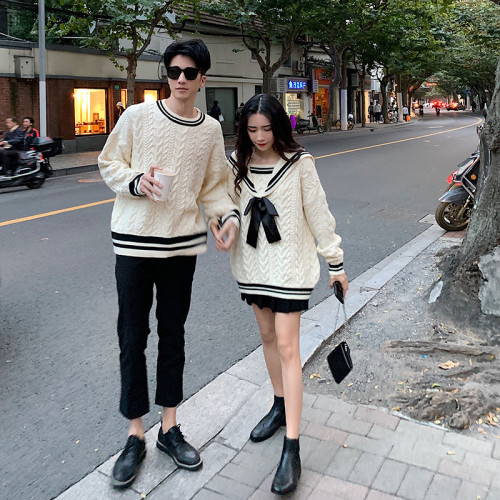 情侶裝冬季情侶款毛衣女2024新款寬松韓版日系學院風春秋慵懶風男 情侶裝冬季情侶款毛衣女2024新款寬松韓版日系學院風春秋慵懶風男
