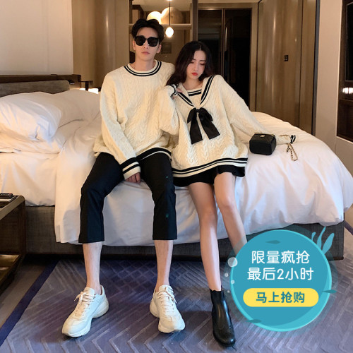 情侶裝冬季情侶款毛衣女2024新款寬松韓版日系學院風春秋慵懶風男 情侶裝冬季情侶款毛衣女2024新款寬松韓版日系學院風春秋慵懶風男