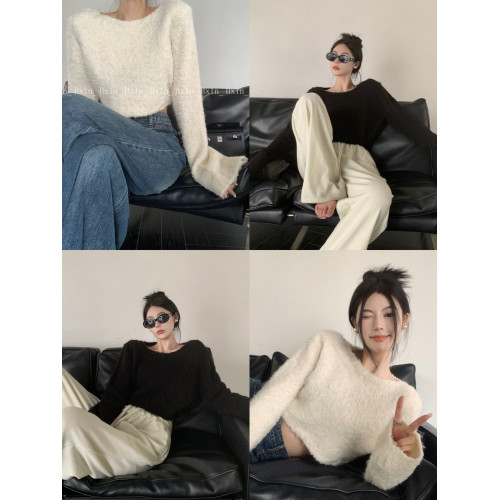 喇叭袖圈圈紗毛毛衣女短款秋冬溫柔風別致軟糯針織衫內搭修身上衣 喇叭袖圈圈紗毛毛衣女短款秋冬溫柔風別致軟糯針織衫內搭修身上衣