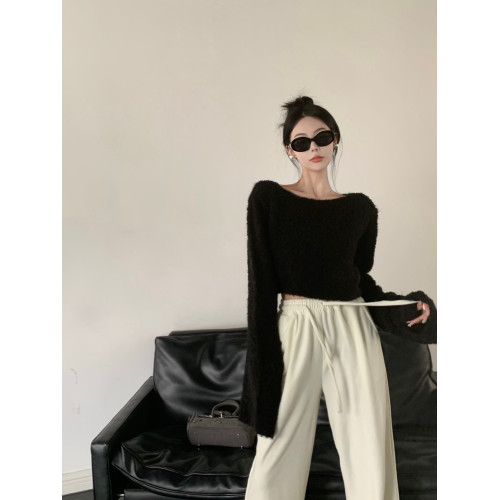 喇叭袖圈圈紗毛毛衣女短款秋冬溫柔風別致軟糯針織衫內搭修身上衣 喇叭袖圈圈紗毛毛衣女短款秋冬溫柔風別致軟糯針織衫內搭修身上衣