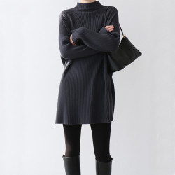 秋冬季2025新款下衣失蹤外穿毛衣女裝中長款遮屁股寬松打底針織衫