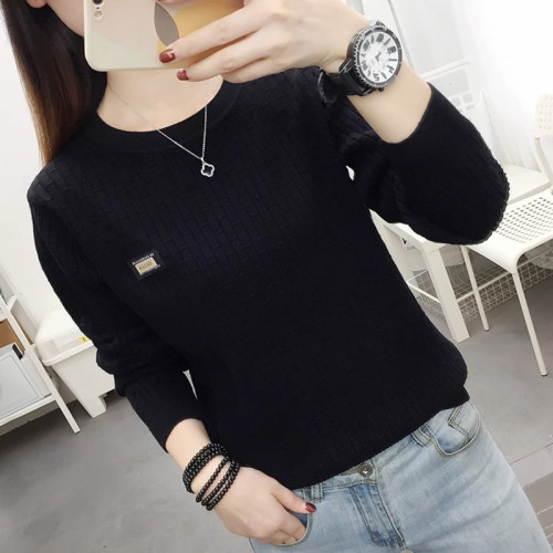 品質高級感圓領打底衫女春秋2025新款寬松顯瘦毛衣長袖針織上衣潮