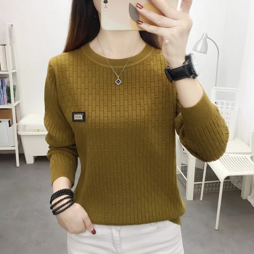 品質高級感圓領打底衫女春秋2025新款寬松顯瘦毛衣長袖針織上衣潮