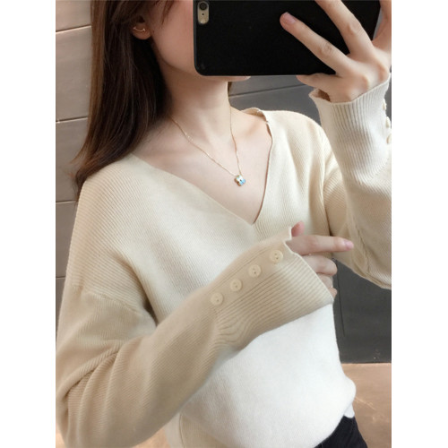 V領毛衣女2025新款秋冬內搭雞心領洋氣針織打底衫小個子爆款上衣