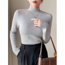 加絨毛衣女一體絨秋冬加厚內搭大碼修身半高領打底針織衫保暖上衣