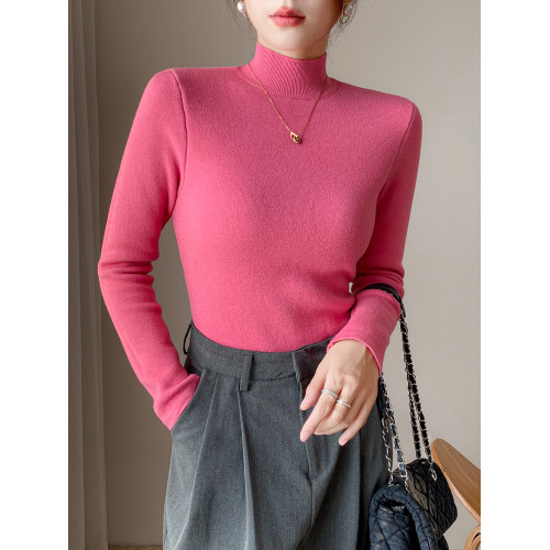 加絨毛衣女一體絨秋冬加厚內搭大碼修身半高領打底針織衫保暖上衣