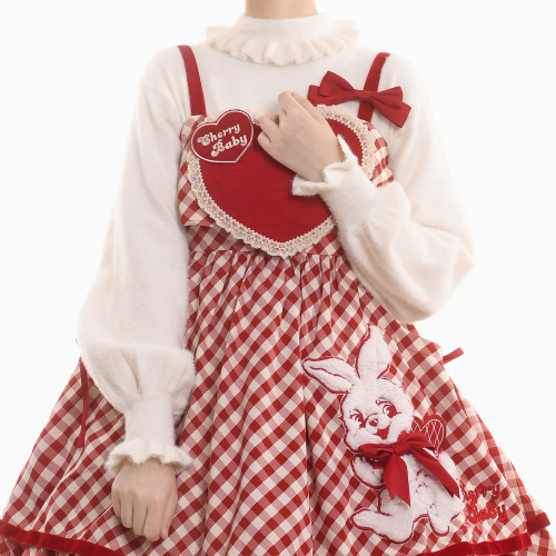 軟咩咩仿貂絨秋冬打底可愛泡泡袖Lolita高領毛衣針織保暖內搭