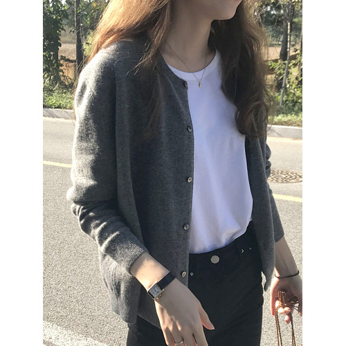 針織衫女開衫春秋2025新款薄款秋季灰色早秋外搭上衣秋冬毛衣外套