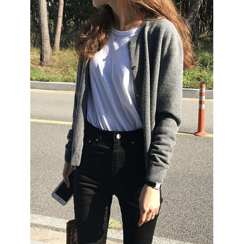 針織衫女開衫春秋2025新款薄款秋季灰色早秋外搭上衣秋冬毛衣外套