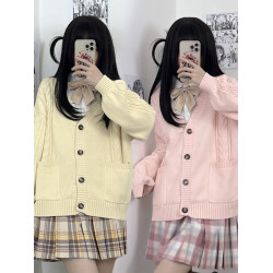 海月社 軟軟糯糯奶油加厚開衫毛衣長袖慵懶風 JK寬松針織衫女甜美