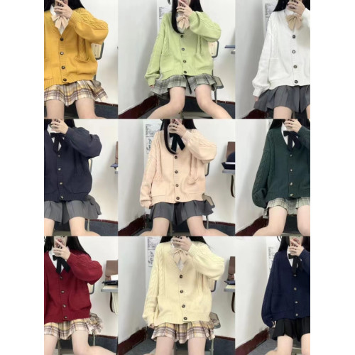 海月社 軟軟糯糯奶油加厚開衫毛衣長袖慵懶風 JK寬松針織衫女甜美 海月社 軟軟糯糯奶油加厚開衫毛衣長袖慵懶風 JK寬松針織衫女甜美