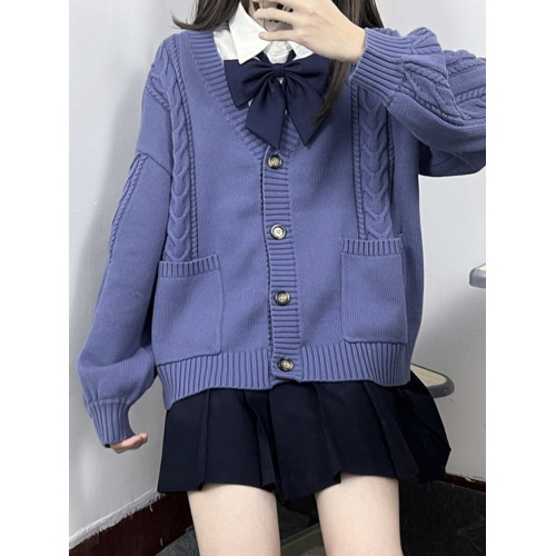 海月社 軟軟糯糯奶油加厚開衫毛衣長袖慵懶風 JK寬松針織衫女甜美 海月社 軟軟糯糯奶油加厚開衫毛衣長袖慵懶風 JK寬松針織衫女甜美