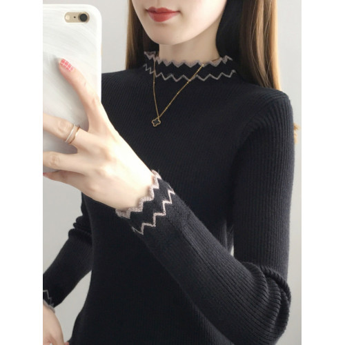 秋冬季夾色半高領打底衫毛衣女2025新款內搭長袖修身上衣針織衫女