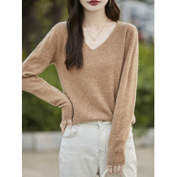 一線成衣V領毛衣女秋冬內搭寬松打底衫軟糯質感針織衫雞心領上衣