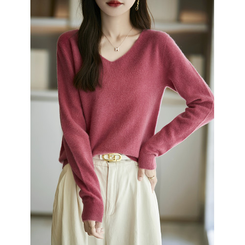一線成衣V領毛衣女秋冬內搭寬松打底衫軟糯質感針織衫雞心領上衣 一線成衣V領毛衣女秋冬內搭寬松打底衫軟糯質感針織衫雞心領上衣