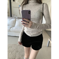 辣妹高領波點打底衫女內搭2025早春新款韓版修身曡穿長袖t恤女ins