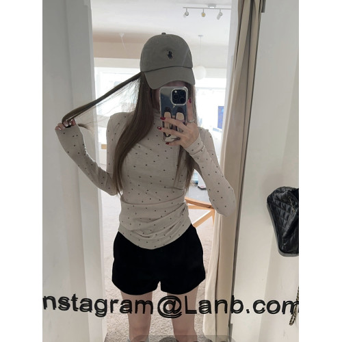 辣妹高領波點打底衫女內搭2025早春新款韓版修身曡穿長袖t恤女ins