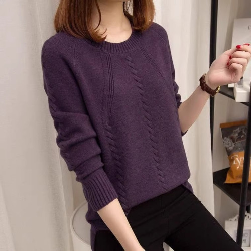 加絨加厚毛衣女2025春秋冬季韓版圓領寬松麻花套頭純色針織衫上衣 加絨加厚毛衣女2025春秋冬季韓版圓領寬松麻花套頭純色針織衫上衣