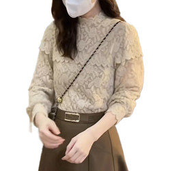 法式內搭蕾絲打底衫女2025新款秋冬爆款時尚洋氣獨特別致小衫上衣