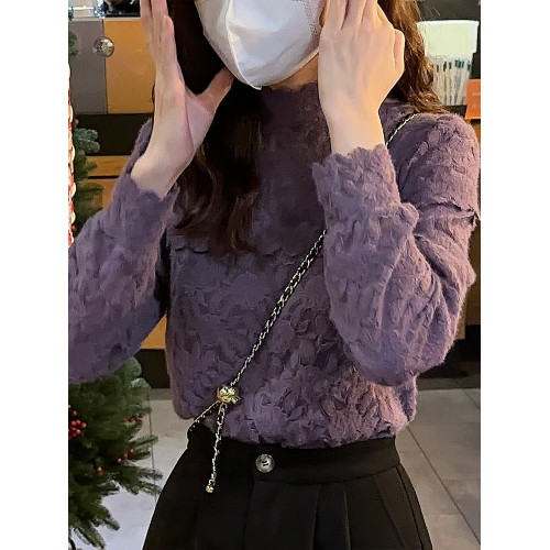 法式內搭蕾絲打底衫女2025新款秋冬爆款時尚洋氣獨特別致小衫上衣