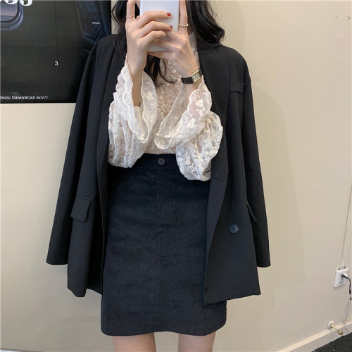 內搭長袖蕾絲衫女2025秋冬新款大碼胖mm洋氣網紗半高領打底衫上衣