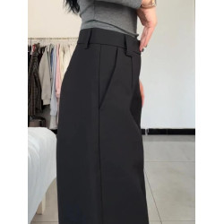 175高個子加長180黑色濶腿褲女垂墜感高腰寬松顯瘦直筒拖地西裝褲