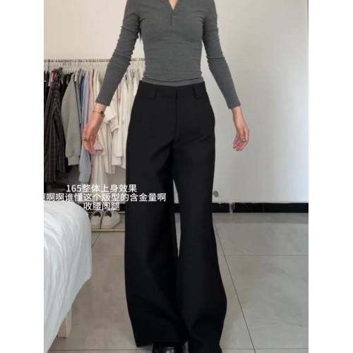 175高個子加長180黑色濶腿褲女垂墜感高腰寬松顯瘦直筒拖地西裝褲 175高個子加長180黑色濶腿褲女垂墜感高腰寬松顯瘦直筒拖地西裝褲