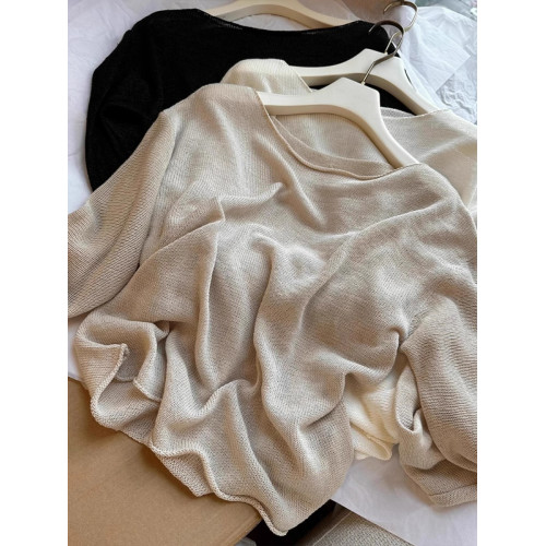 CHAO級無D推薦！慵懶松弛感~天絲亞麻涼感紙片人寬松針織防曬罩衫