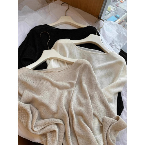 CHAO級無D推薦！慵懶松弛感~天絲亞麻涼感紙片人寬松針織防曬罩衫