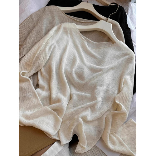 CHAO級無D推薦！慵懶松弛感~天絲亞麻涼感紙片人寬松針織防曬罩衫