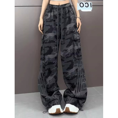 美式條紋迷彩運動工裝褲女2025秋季新款休閒寬松顯瘦直筒濶腿褲潮 美式條紋迷彩運動工裝褲女2025秋季新款休閒寬松顯瘦直筒濶腿褲潮