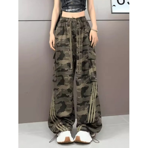 美式條紋迷彩運動工裝褲女2025秋季新款休閒寬松顯瘦直筒濶腿褲潮 美式條紋迷彩運動工裝褲女2025秋季新款休閒寬松顯瘦直筒濶腿褲潮