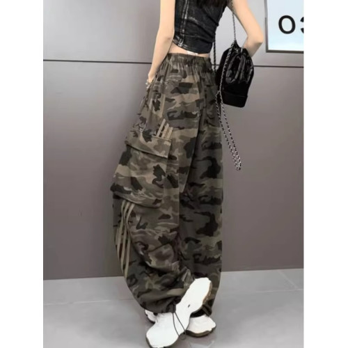 美式條紋迷彩運動工裝褲女2025秋季新款休閒寬松顯瘦直筒濶腿褲潮 美式條紋迷彩運動工裝褲女2025秋季新款休閒寬松顯瘦直筒濶腿褲潮