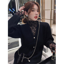 半高領蕾絲打底衫女秋冬2025新款配皮草內搭洋氣紗衣網紗薄紗上衣