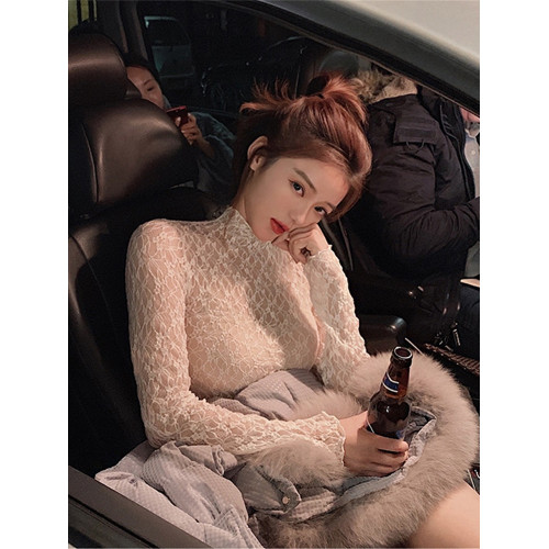 半高領蕾絲打底衫女秋冬2025新款配皮草內搭洋氣紗衣網紗薄紗上衣 半高領蕾絲打底衫女秋冬2025新款配皮草內搭洋氣紗衣網紗薄紗上衣