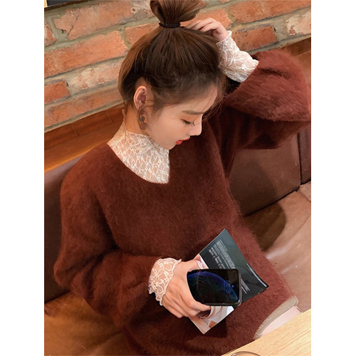 半高領蕾絲打底衫女秋冬2025新款配皮草內搭洋氣紗衣網紗薄紗上衣 半高領蕾絲打底衫女秋冬2025新款配皮草內搭洋氣紗衣網紗薄紗上衣