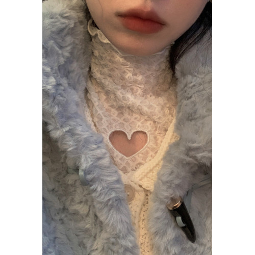 純欲愛心蕾絲打底衫女設計感小衆洋氣小衫長袖打底內搭上衣秋冬 純欲愛心蕾絲打底衫女設計感小衆洋氣小衫長袖打底內搭上衣秋冬