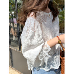 蕾絲襯衫女裝早春秋2025年新款爆款雪紡寬松洋氣時尚小衫長袖上衣