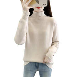 秋冬加絨毛衣女加厚一體絨內搭高領爆款套頭打底針織衫保暖上衣