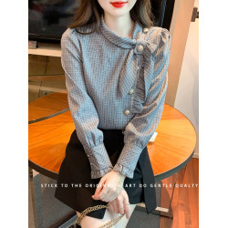 小香風時尚小衆設計感襯衫2025秋季新款女裝法式修身職業百搭上衣