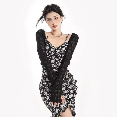 辣妹網紗防曬開衫女春夏季薄款配吊帶外搭小坎肩罩衫短款蕾絲上衣