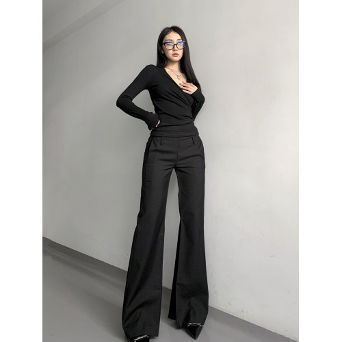 灰色西裝濶腿褲女高街垂感高級感寬松顯瘦直筒褲春秋高個微喇叭褲 灰色西裝濶腿褲女高街垂感高級感寬松顯瘦直筒褲春秋高個微喇叭褲