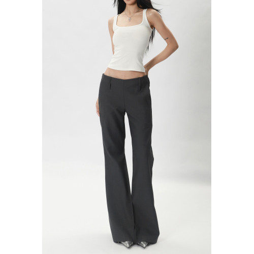 歐美超模微喇褲修身彈力西裝褲顯瘦大長腿複合低腰性感拖地褲長褲